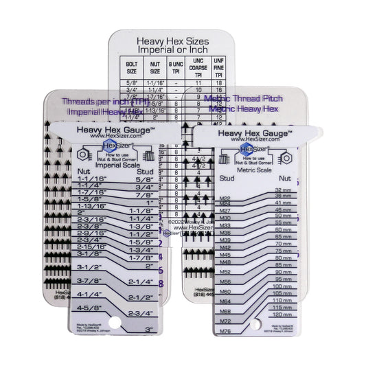 Thread Checker - Clear Card Set - Heavy Hex - Inch & Metric