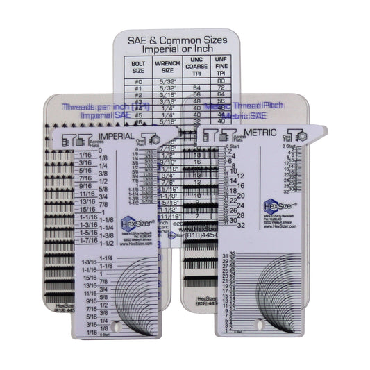 Thread Checker - Clear Card Set - SAE - Inch & Metric