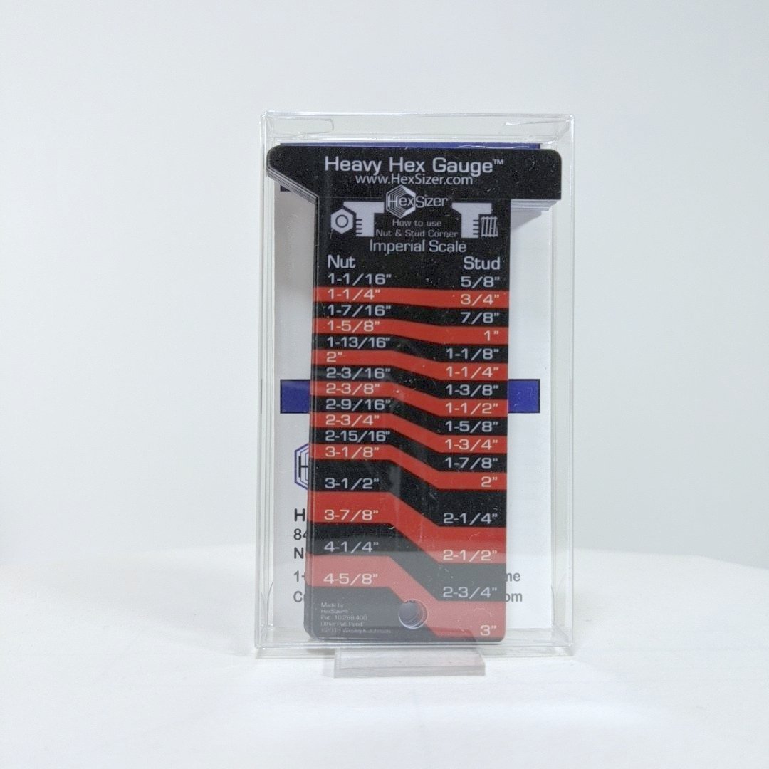10 Pack without sleeves - Red on Black - Plastic Heavy Hex Gauge - Inch Only