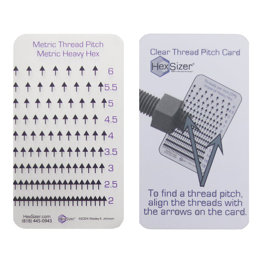 Thread Checker - Clear Card - Heavy Hex - Metric