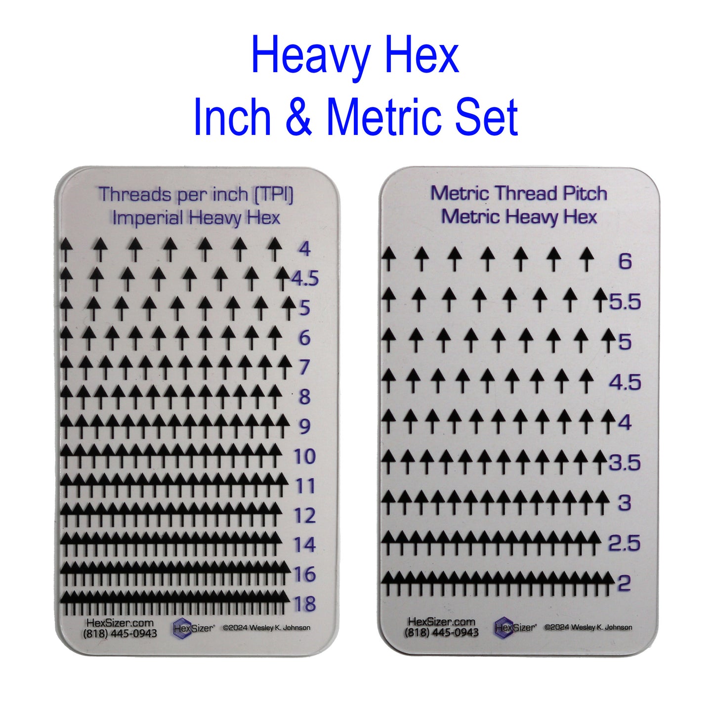 Clear Card Thread Checker™ Set - Heavy Hex - Inch & Metric