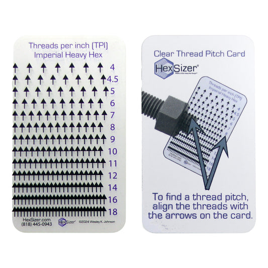 Thread Checker - Clear Card - Heavy Hex - Inch