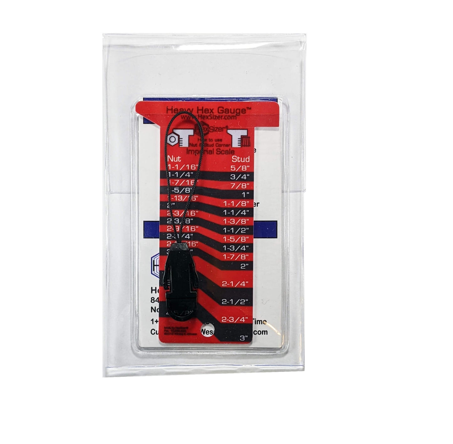 Plastic Set Heavy Hex Gauge Black on Red - Inch Only