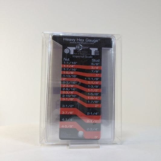 10 Pack with sleeves - Red on Black - Plastic Heavy Hex Gauge - Inch Only