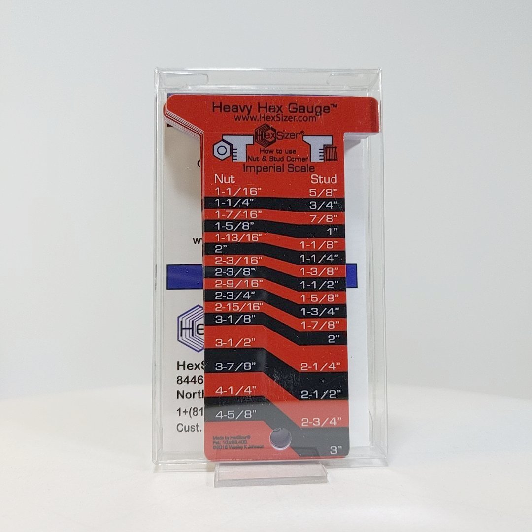 10 Pack without sleeves - Black on Red - Plastic Heavy Hex Gauge - Inch Only
