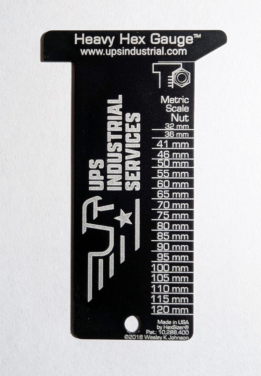 Black anodized Heavy Hex Gauge for an industrial services company