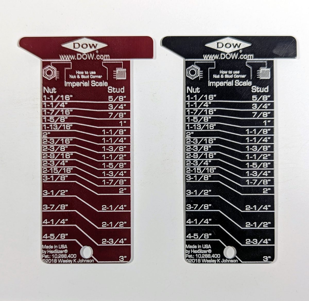 Red and black anodized Heavy Hex Gauges for a chemical company