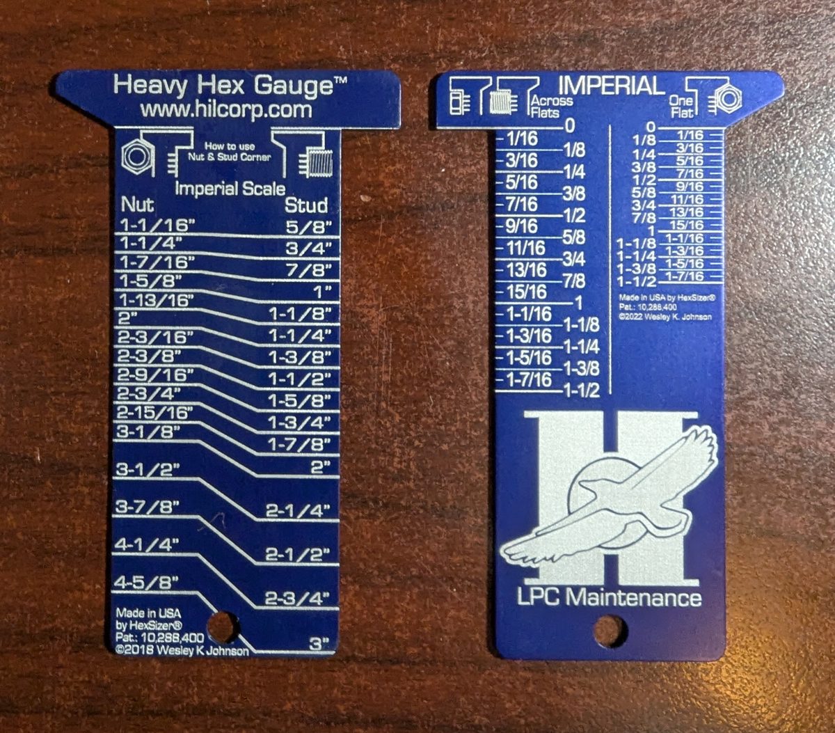 Navy anodized Heavy Hex Gauge set for an oil and gas producer