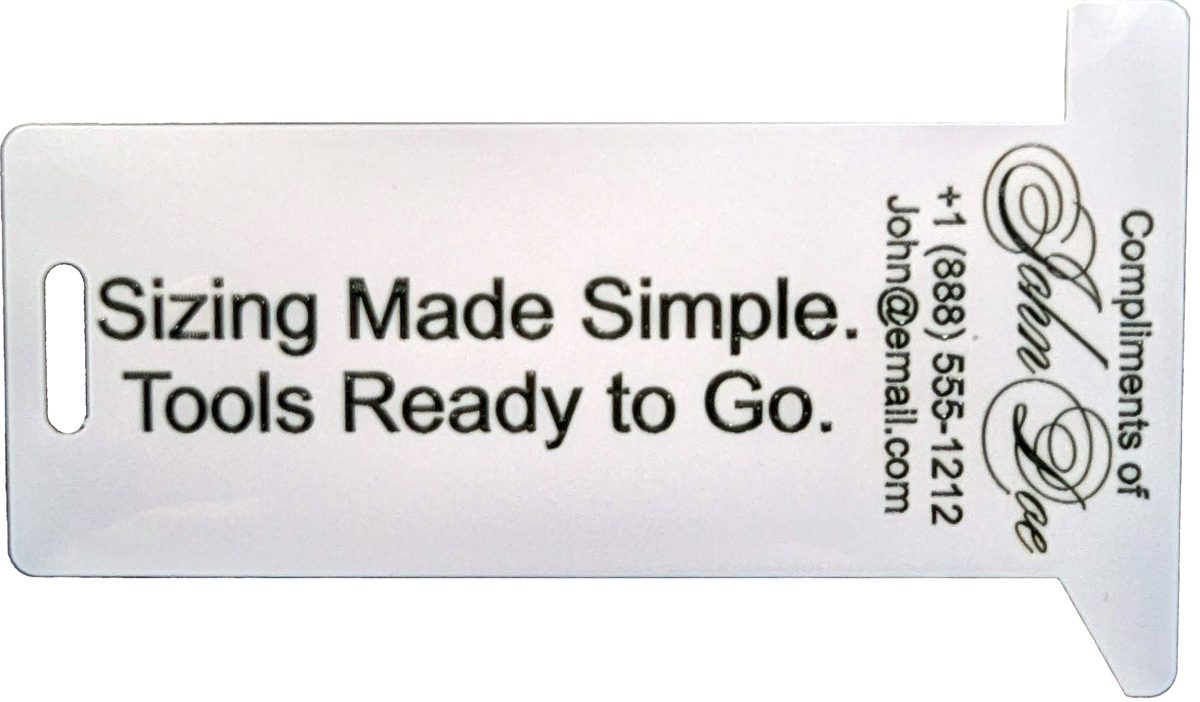 Laser-engraved HexSizer: Sizing Made Simple. Tools Ready to Go.