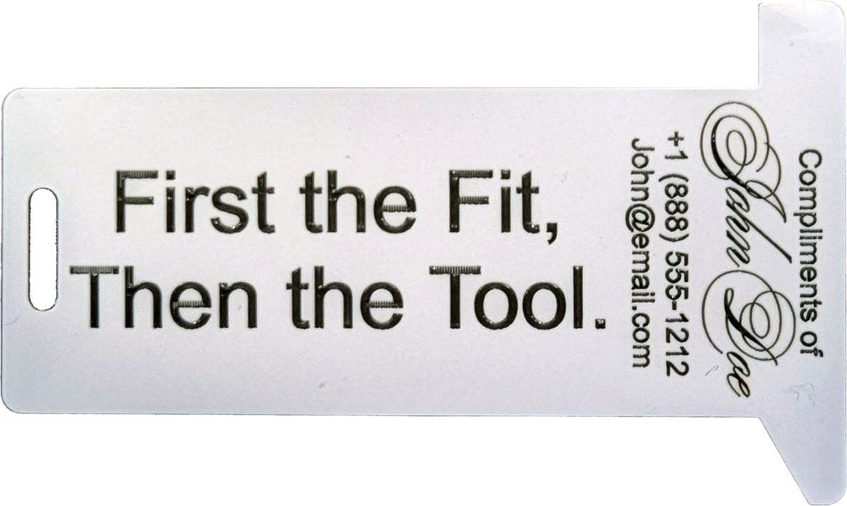 Laser-engraved HexSizer: First the Fit, Then the Tool.