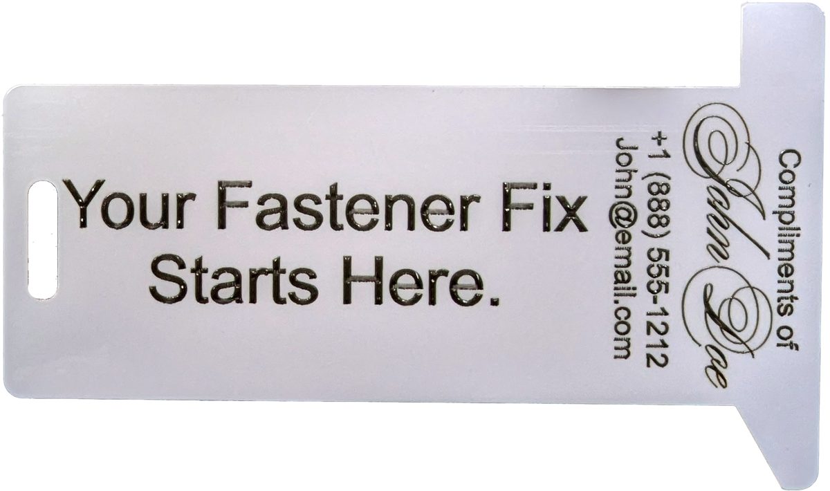 Laser-engraved HexSizer: Your Fastener Fix Starts Here.